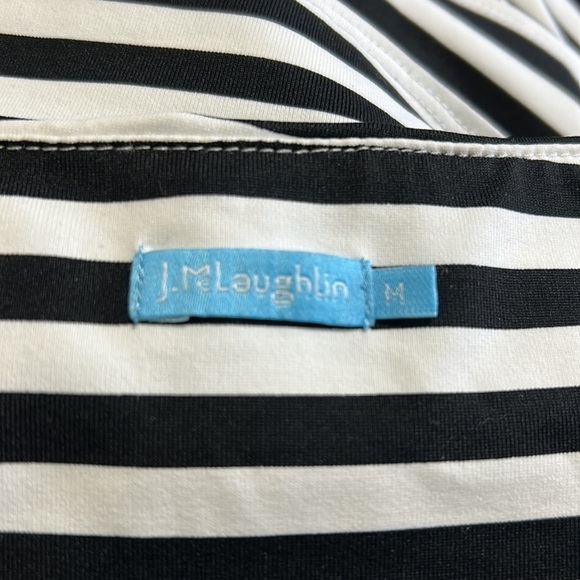 J McLaughlin Dress Nicola Sleeve Layered Catalina Cloth Black White Stripe M - Picture 7 of 9